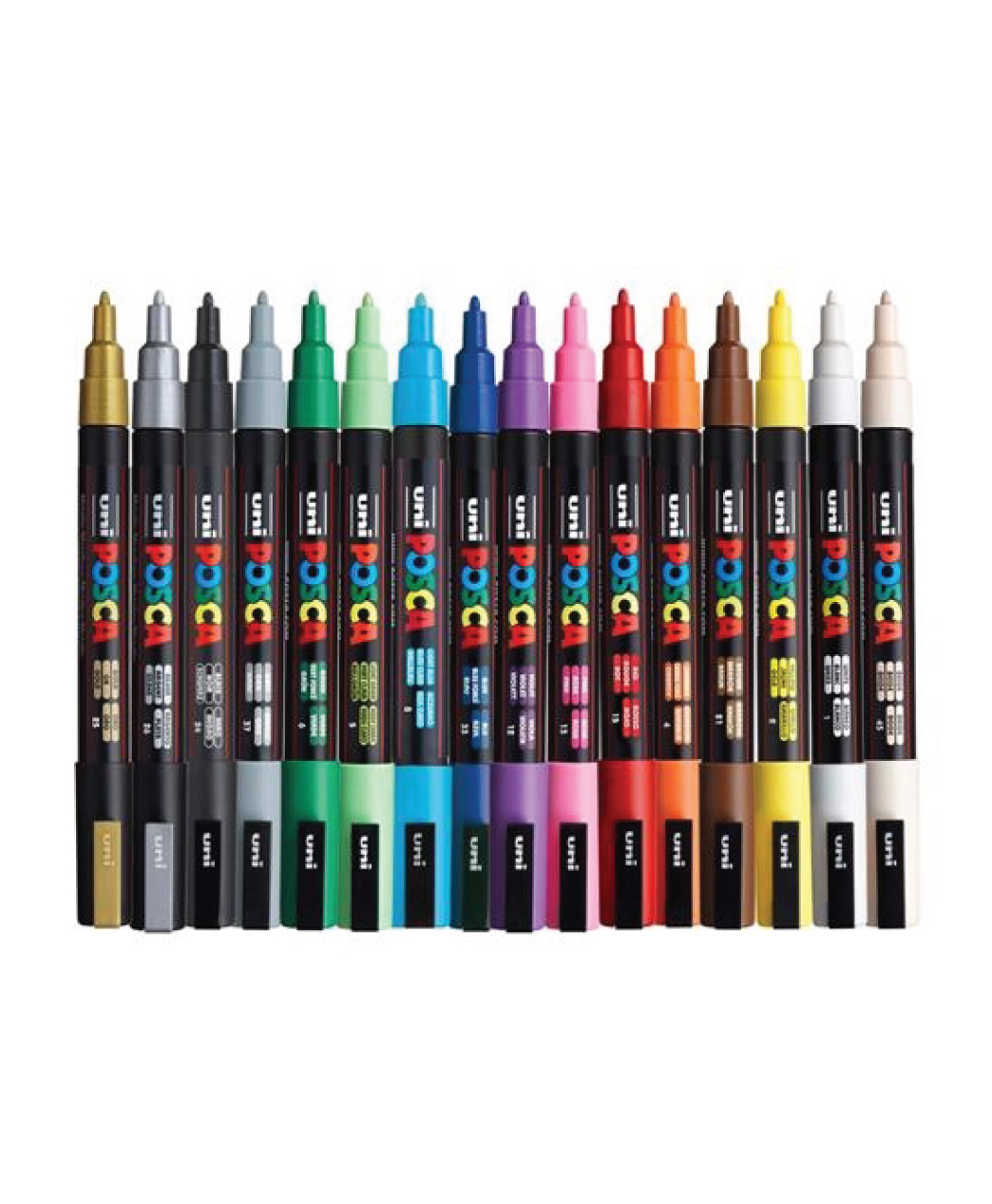 Uni Posca Markers PC-3M, Bullet Shaped 0.9mm to 1.3mm Set of 8 Soft Colors
